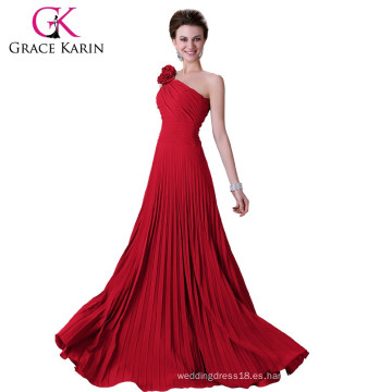 Grace Karin 2015 un hombro sin tirantes de gasa largo vestido de dama de honor CL3467-2